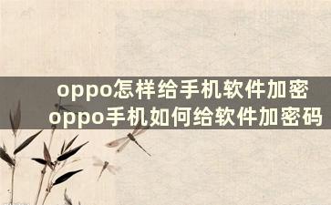 oppo怎样给手机软件加密 oppo手机如何给软件加密码